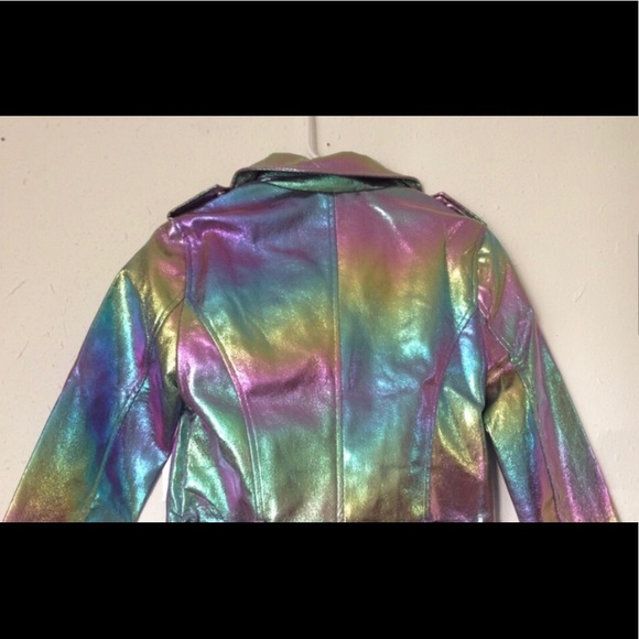 Holographic Iridescent Hologram Moto Jacket S EUC - Picture 2 of 10